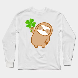 Cute Lucky Clover Sloth Long Sleeve T-Shirt